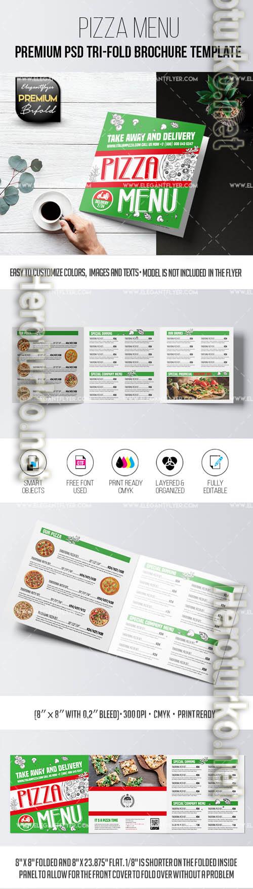 Pizza Menu Tri Fold Brochure PSD Template