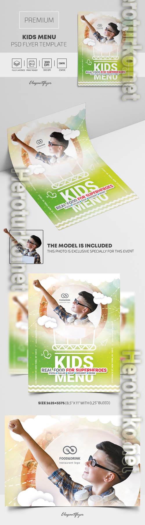 Kids Menu Delicious Healthy Premium PSD Flyer Template