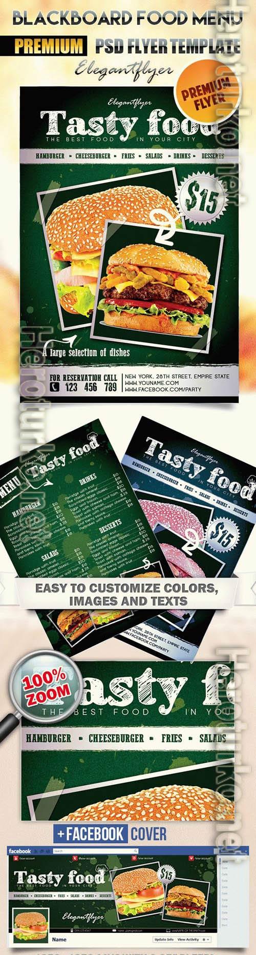 Blackboard Food Menu Flyer PSD Template