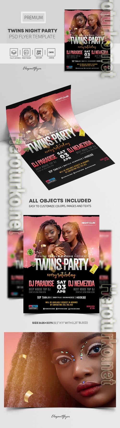 Twins Night Party Premium PSD Flyer Template Twins Night Party Premium PSD Flyer Template