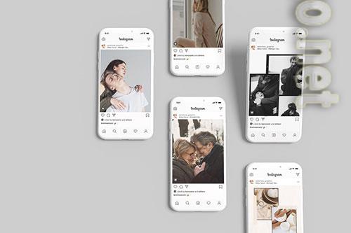 White, Clay Phone Mockup,  InstaStory UI