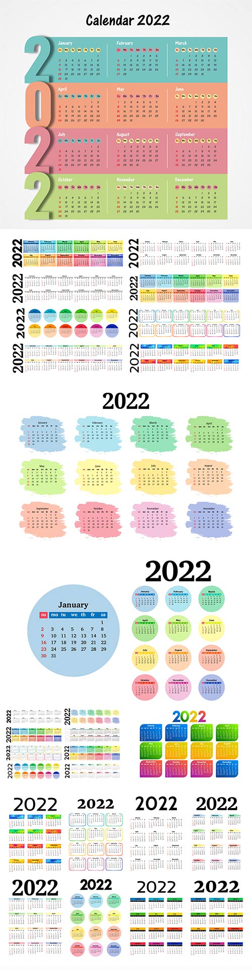 New year 2022 poster calendar design template vector