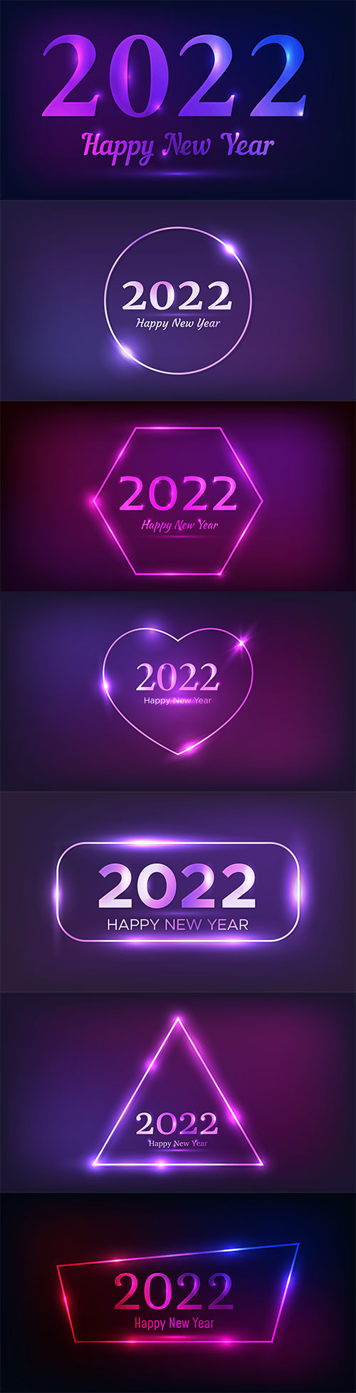2022 happy new year neon vector background