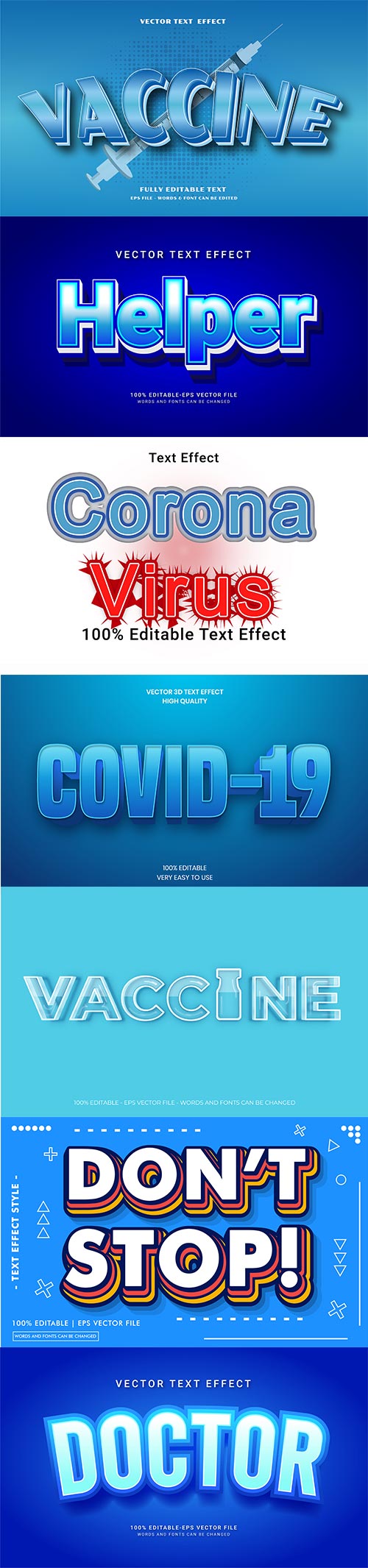 Coronavirus COVID-19, vaccine text style effect vector vol 191