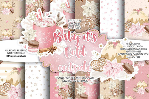 Baby its cold outside digital paper pack