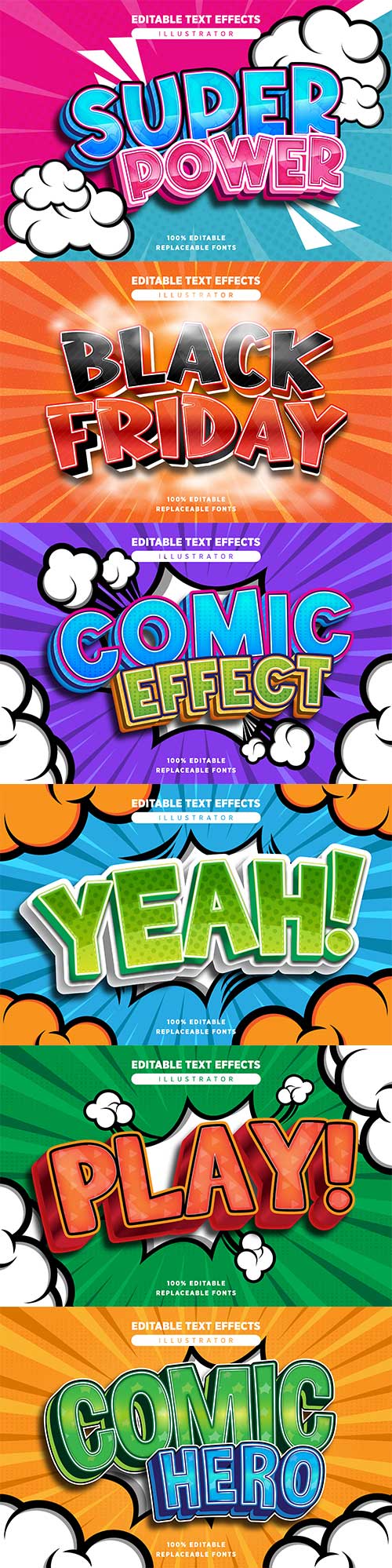 Comic style text effect editable in premium vector