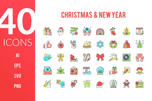 Christmas and New Year Icons