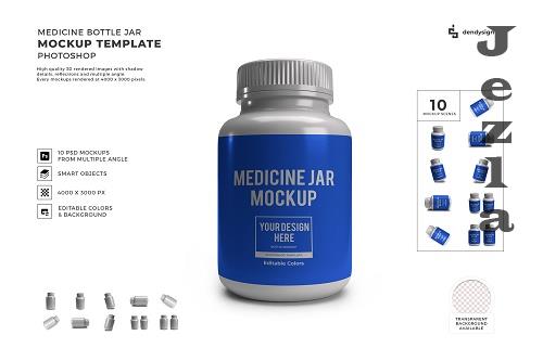 Medicine Bottle Plastic Jar Packaging 3D Mockup Template Bundle - 1610065