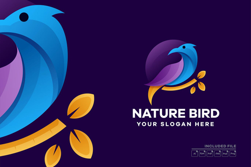 Nature Bird Gradient Logo Design