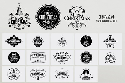 Christmas and New Year Badges & Labels