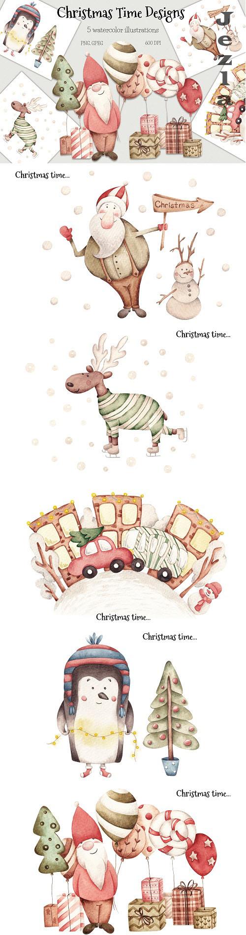 Watercolor Illustrations Christmas Time - 1602193