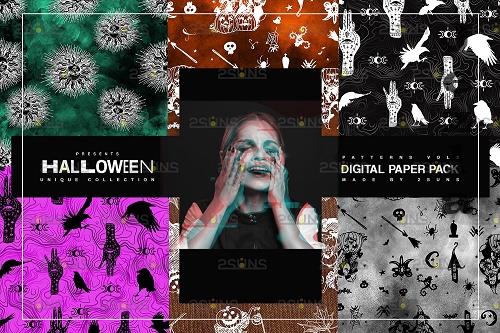 Halloween Digital Paper, Halloween Horror Witch Skulls Ghost - 781923