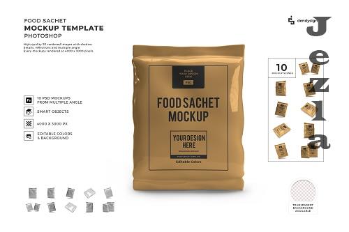 Food Sachet Packaging 3D Mockup Template Bundle - 1614950