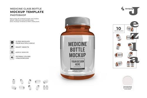 Medicine Bottle Glass Jar Packaging 3D Mockup Template Bun - 1616306