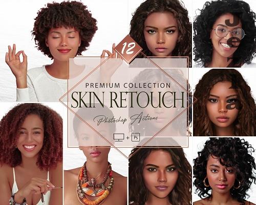 12 Skin Retouch Photoshop Actions, Soft Natural ACR Preset, Atractive Dark girl Filter