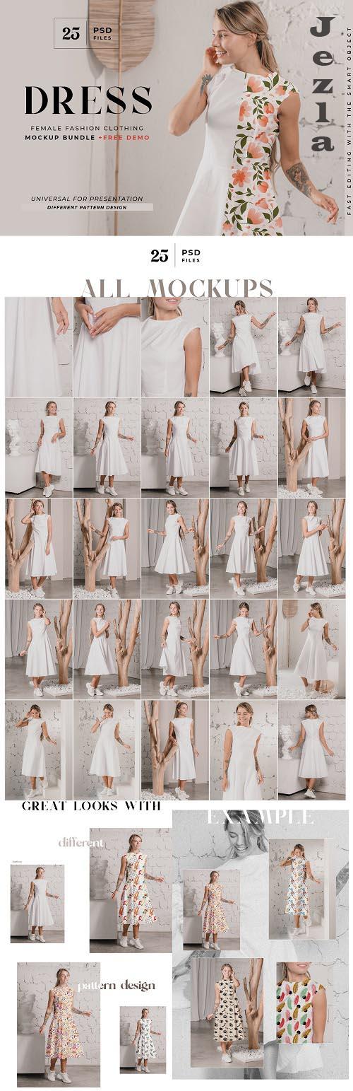 Women Sleeveless Dress Mockup Bundle - 6504474