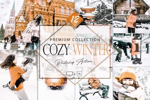 12 Cozy Winter Photoshop Actions, Brigh Snow ACR Preset, Light Orange Ps Filter
