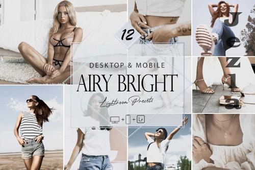 12 Airy Bright Lightroom Presets, Light Mobile Preset, Cloudy Desktop LR Filter 