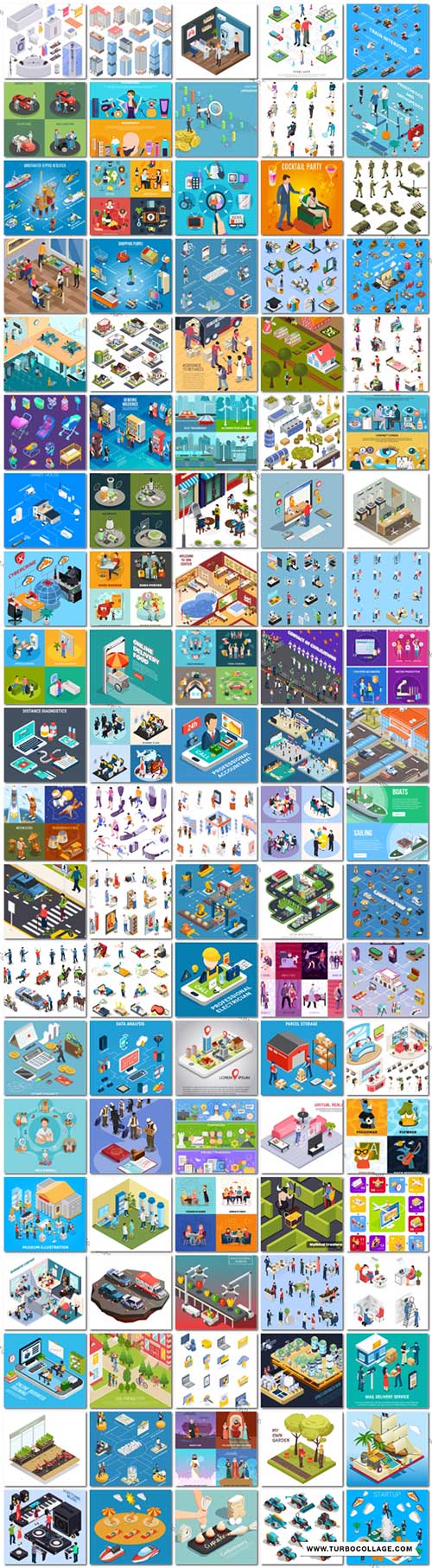 100 Bundle isometric concept vector design vol 4