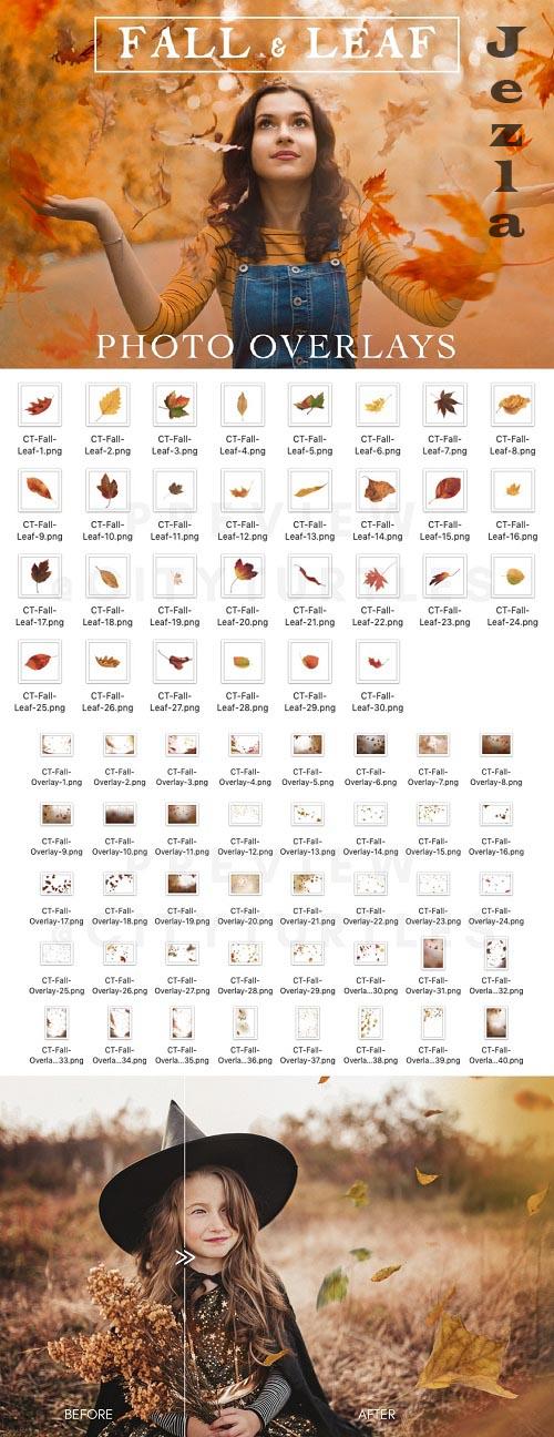70 Natural Falling Leaf Overlays - 4106276
