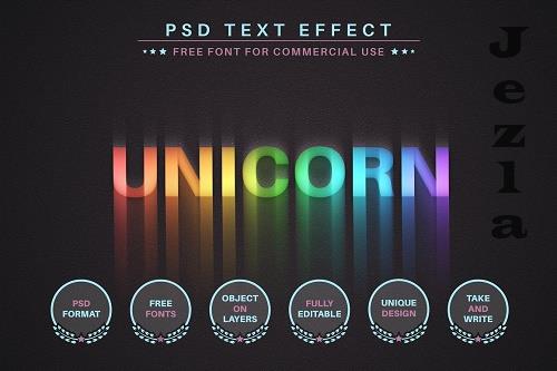 Unicorn Rainbow - PSD Editable Text - 6581113