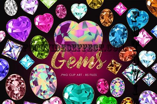 Gemstone Clipart, Jewel Diamond Clip Art, Glitter Gems - 1877630